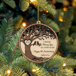 Personalized Anniversary Ornament: Wooden Couple's Keepsake