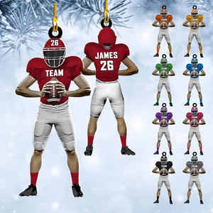 Personalized American Football Ornament, Football Players Christmas Ornament, Custom Name Number Ornament, Football Acrylic Ornament