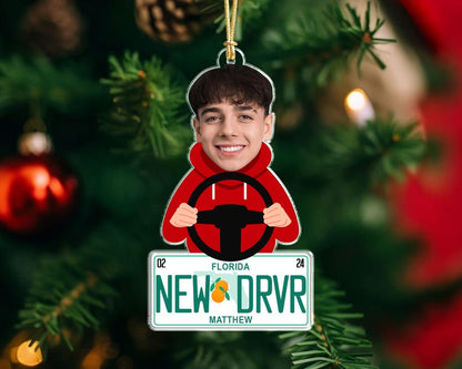 New Driver Ornament 2025, State License Ornament, Custom New Driver Photo Ornament, First Teenager Car Christmas Ornament, New Car Gift