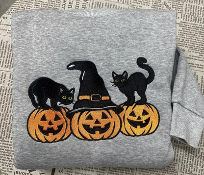Halloween Black Cat Embroidered Sweatshirt, Cute Pumpkin Fall Crewneck, Autumn Spooky Season Top, Cat Lover Halloween Gift Shirt il_794xN.7170445978_ohv8.jpg