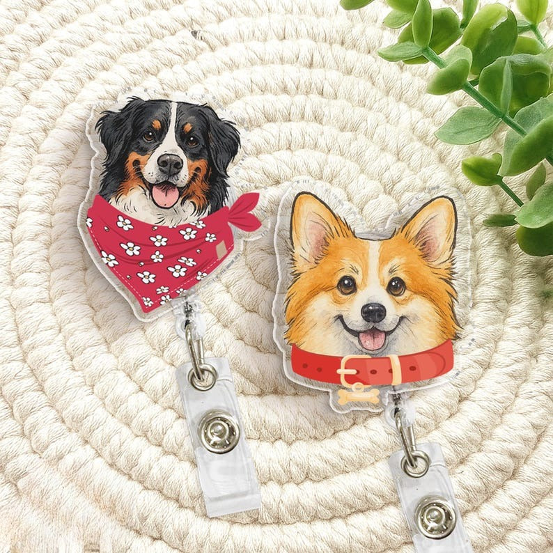 Custom Pet Badge Reel, Dog Portrait Photo Badge Reel, Cat Face Badge Reel, Nurse Badge Reel, Retractable Badge Holder, ID Badge Buddy