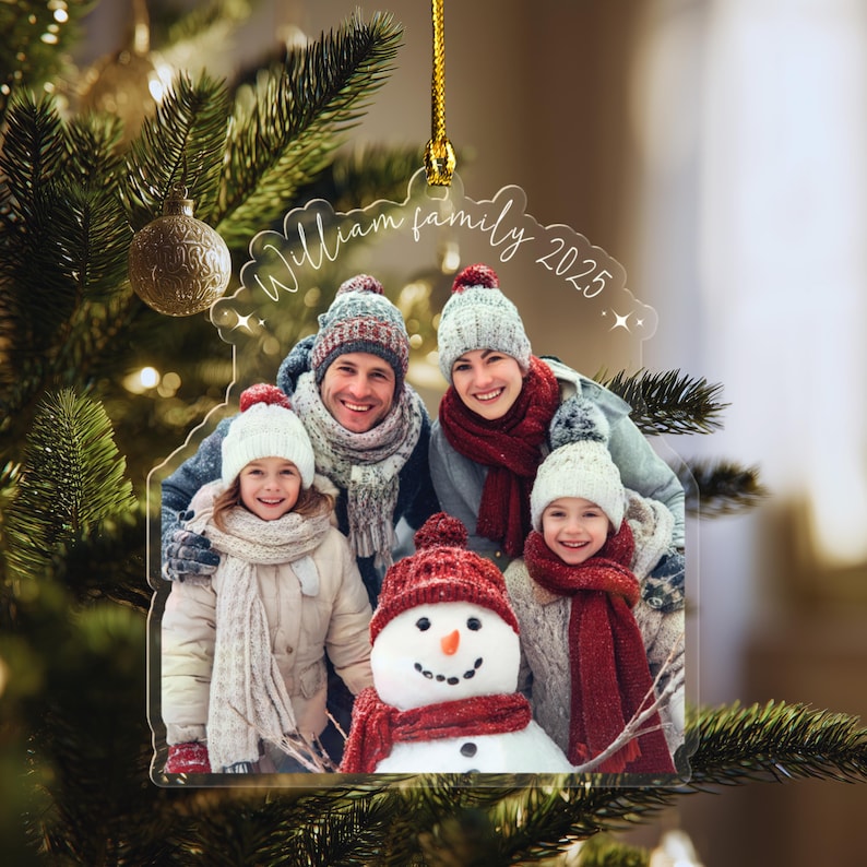 Acrylic Photo Ornament, Christmas Ornament, Custom Family Photo Ornament, Acrylic Picture Ornament, Family Ornaments, Couple Gifts