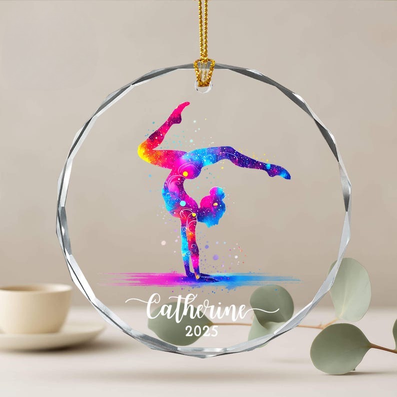 Personalized Gymnastics Ornament for Girl, Gymnastics Ornament, Gymnastic Sister Friend Team Gift, Gymnast Christmas Ornament, Gymnast Gift