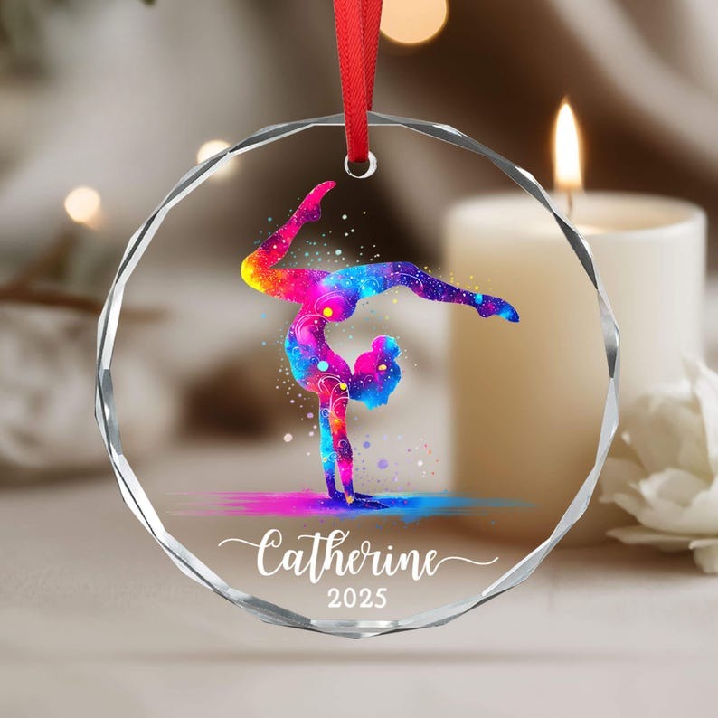 Personalized Gymnastics Ornament for Girl, Gymnastics Ornament, Gymnastic Sister Friend Team Gift, Gymnast Christmas Ornament, Gymnast Gift