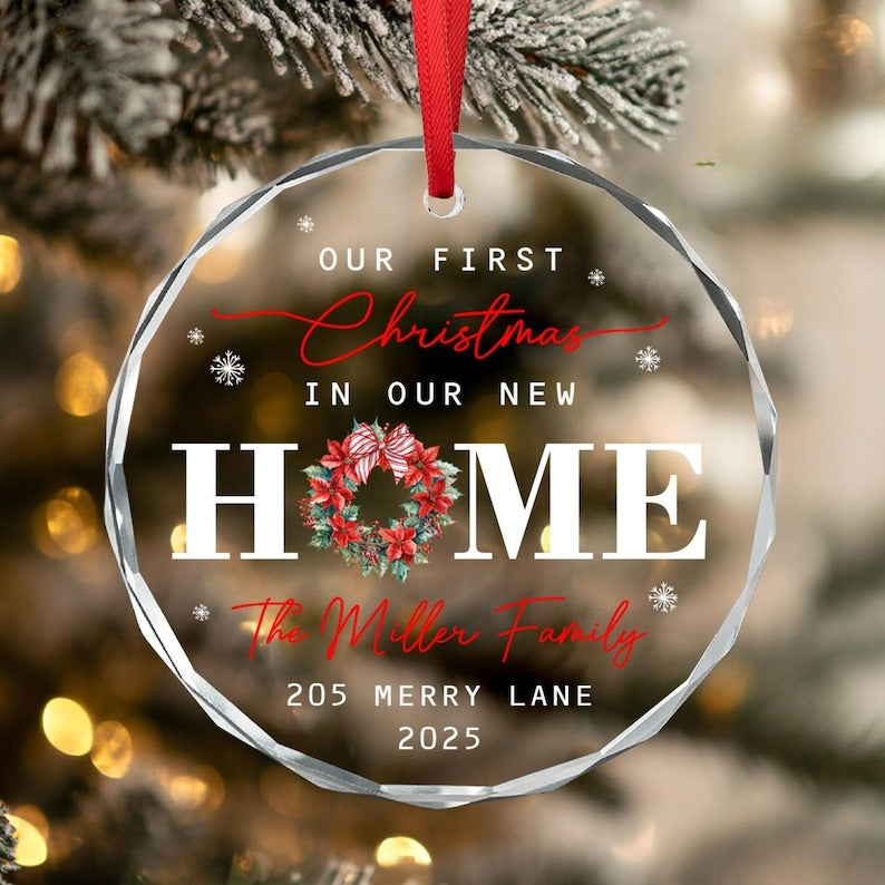 New Home Ornament, New Home Christmas Glass Ornament, Our First Christmas in Our New Home, New Home Tree Decor, New Address Ornament Gifts