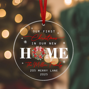 New Home Ornament, New Home Christmas Glass Ornament, Our First Christmas in Our New Home, New Home Tree Decor, New Address Ornament Gifts