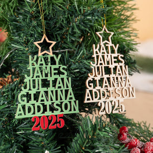 Family Christmas Ornament, Custom Christmas Tree Name Decoration, Christmas Tree Ornament with Family Names, Xmas Gift, 2025 Family Ornament