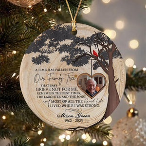 Memorial Ornament, A Limb Has Fallen Ornament, Christmas Photo Ornaments Gift For Loss Of Loved One, Family Tree Ornament Condolence Gift