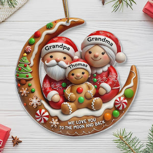 Personalized Gingerbread Grandparent & Grandchild Moon Ornament