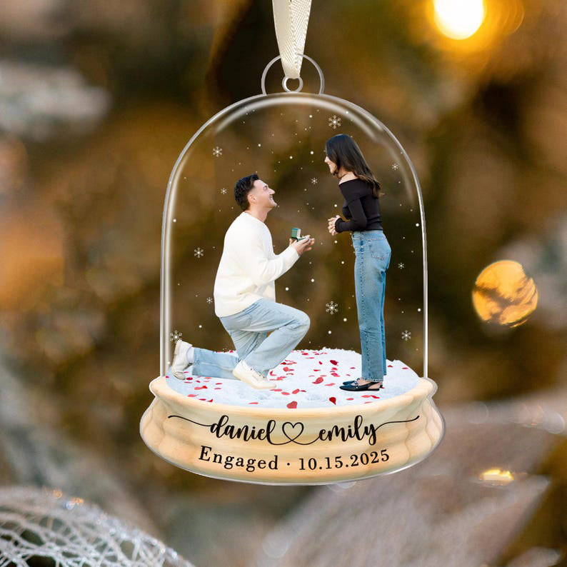 Engagement Ornament, Proposal Photo Ornament, Custom Engaged Ornament, Personalized Engagement Gifts, Engagement Keepsake, Couple Gifts