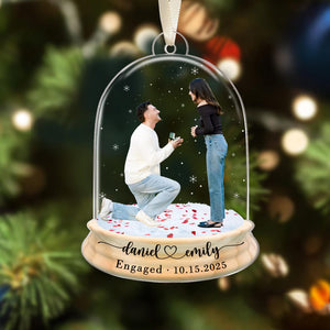 Engagement Ornament, Proposal Photo Ornament, Custom Engaged Ornament, Personalized Engagement Gifts, Engagement Keepsake, Couple Gifts