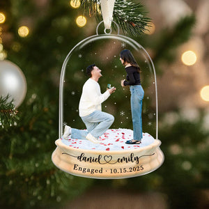 Engagement Ornament, Proposal Photo Ornament, Custom Engaged Ornament, Personalized Engagement Gifts, Engagement Keepsake, Couple Gifts