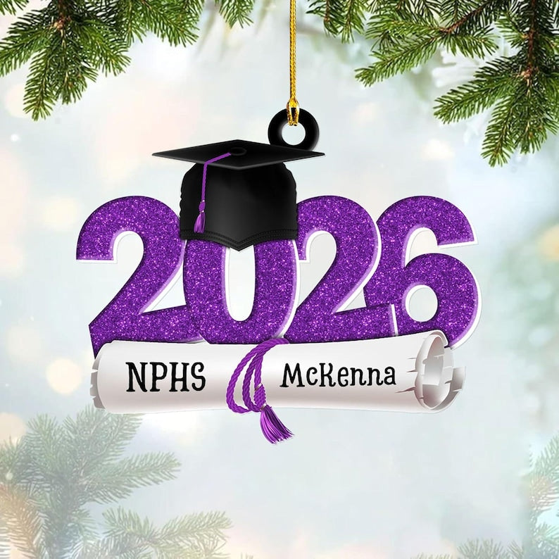 Personalized Senior 2026 Ornament, Custom Class of 2026 Ornament, High School Senior, Personalized New Student Gift, Class of Gift