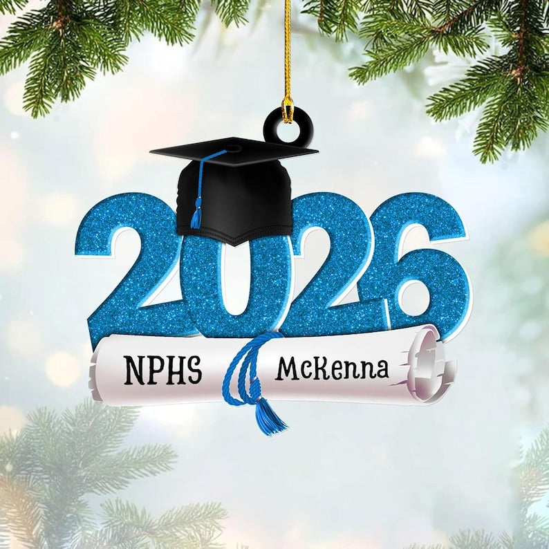 Personalized Senior 2026 Ornament, Custom Class of 2026 Ornament, High School Senior, Personalized New Student Gift, Class of Gift