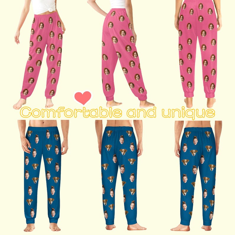 Custom Christmas Eve Pajama Pants, Drawstring Pajamas, Comfortable Personalized Photo Pajamas, Matching Couple and Family Sleepwear