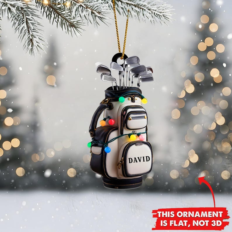 Personalized Golf Bag Ornament Custom Name Golf Lover Christmas Tree Decoration Gift for Golf Enthusiasts Holiday Keepsake