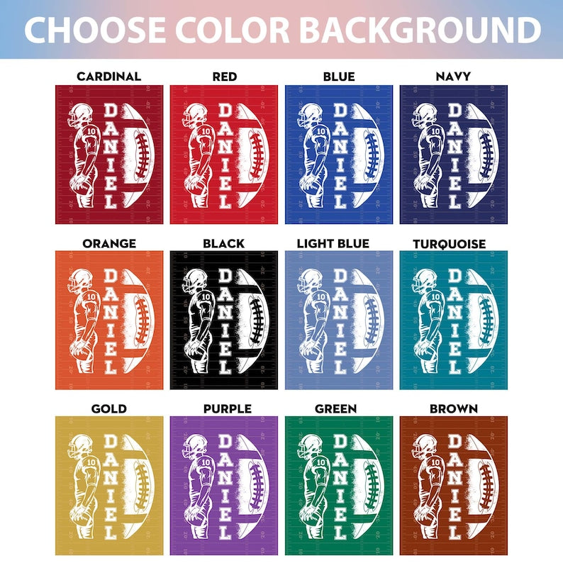 Custom Football Blanket with Name and Number, Custom Name Blanket, Football Blanket, Sports Blanket, Team Gift, Gift for him, Football Gift