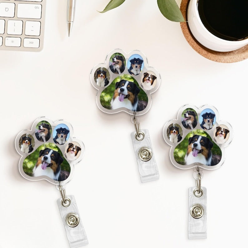 Custom Pet Badge Reel, Dog Badge Reel, Cat Badge Reel, Nurse Badge Reel, Pet Photo Badge Reel, Retractable Badge Holder, ID Badge Buddy