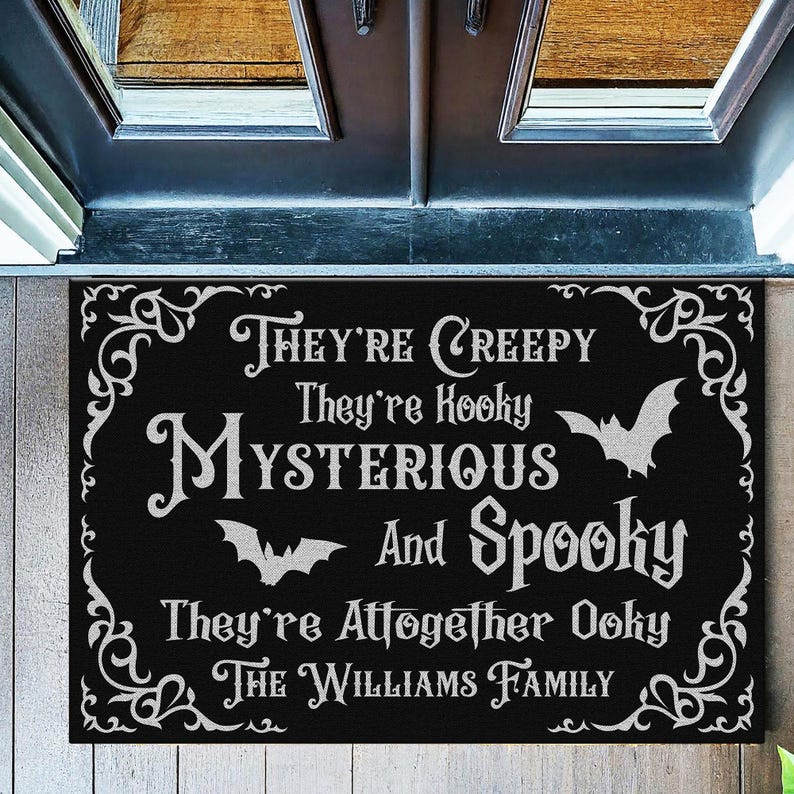 They're Creepy They're Kooky - Personalized Halloween Doormat, Welcome Home Mat, Halloween Decor, Housewarming Gift, Custom Family Name Mat