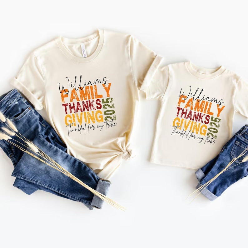 Custom Family Thanksgiving Shirts Personalized Matching Family Thanksgiving Shirt Thanksgiving Crew T-shirt Thanksgiving Family Trip Tshirts