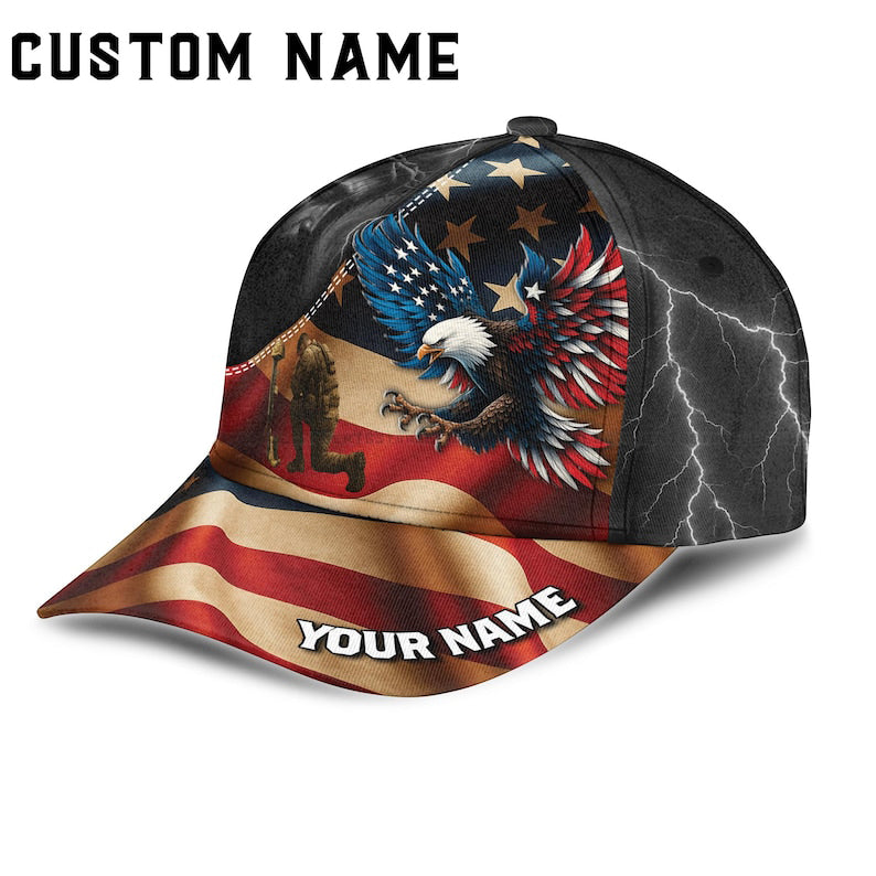 Custom Name Hat, Personalized Eagle Hat with American Flag & Lightning Veteran Soldier Cap, USA Military Gift for Men, Custom Name Snapback il_794xN.7174080081_6p6i.jpg