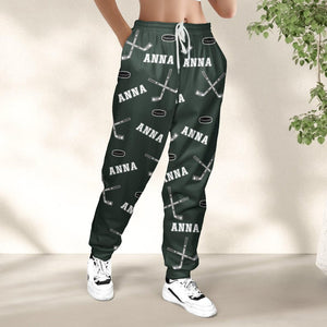 Hockey Custom Name - Personalized Sweatpants, Hockey Player Gift