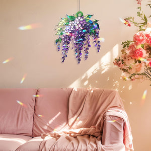 Wisteria Art Acrylic Suncatcher, Elegant Botanical Window Hanging, Light-Reflecting Spring Decor, Perfect Gift for Plant Lovers, for Mom