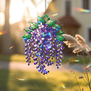 Wisteria Art Acrylic Suncatcher, Elegant Botanical Window Hanging, Light-Reflecting Spring Decor, Perfect Gift for Plant Lovers, for Mom
