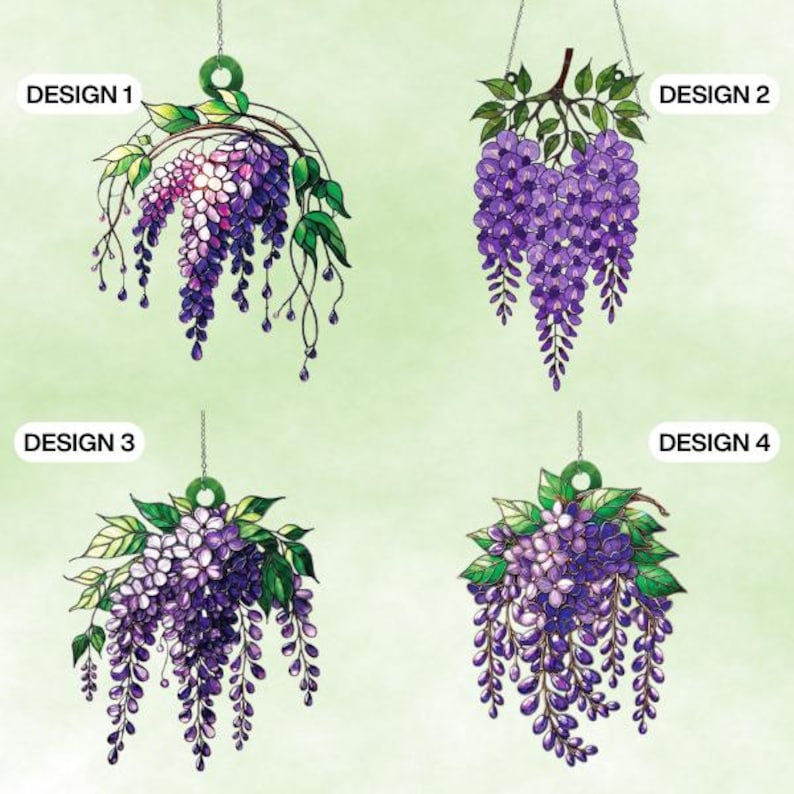 Wisteria Art Acrylic Suncatcher, Elegant Botanical Window Hanging, Light-Reflecting Spring Decor, Perfect Gift for Plant Lovers, for Mom