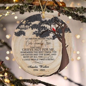 Personalized Memorial Oranament, A Limb Has Fallen Ornament, Christmas Ornaments Gift For Loss Of Loved One, In Loving Memory Gift