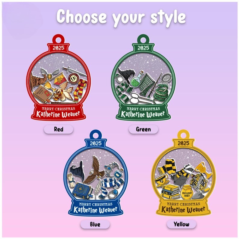 Personalized Xmas Kids Ornaments, Custom Name Wizard Christmas Shaker Ornaments 2025, Ornament for Kids, Wizard School Magical