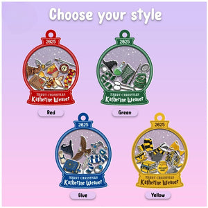 Personalized Xmas Kids Ornaments, Custom Name Wizard Christmas Shaker Ornaments 2025, Ornament for Kids, Wizard School Magical