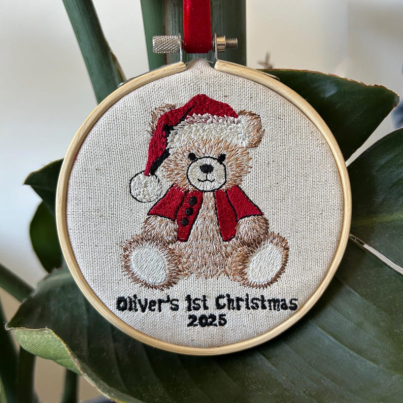 Baby's First Christmas Ornament, Embroidered New Baby Gift Custom Embroidered Ornament Keepsake Personalized Ornament for Baby 1st Christmas