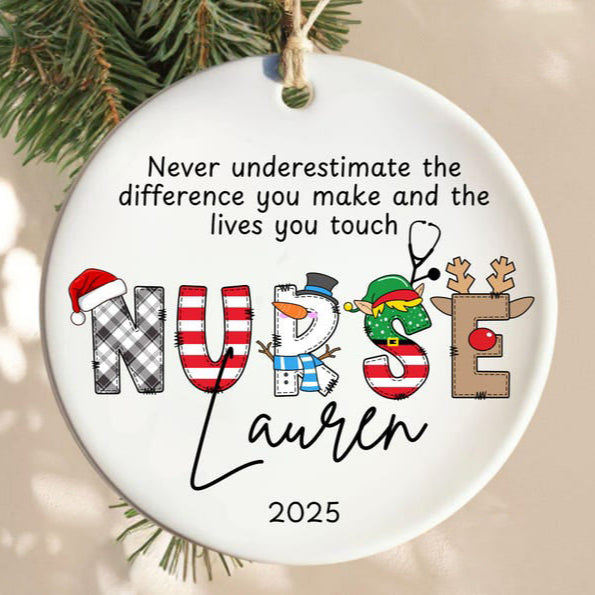 Nurse Thank You Ornament, Personalized Nurse Christmas Ornament Thank You Gifts for Nurse Appreciation Christmas Ornament Nurse Thank You