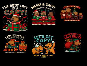 Capybara Matching Family Christmas Pajama Shirts, Rodent Shirts, Capybara Family Christmas Pajama Tshirt, Cappy Holidays Tee, Christmas Pjs