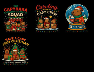 Capybara Matching Family Christmas Pajama Shirts, Rodent Shirts, Capybara Family Christmas Pajama Tshirt, Cappy Holidays Tee, Christmas Pjs