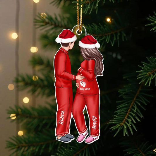 Custom Expecting Parents Christmas Ornament, Pregnancy Ornament Personalized Acrylic Ornament, Baby Arriving Ornament 2025, New Dad Gift