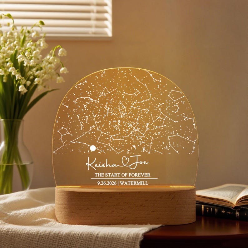 Custom Star Map by Date, Anniversary Gift, Starry Night Save the Date, Constellation Map by Date, Star Location, Couple Gift, Wedding Gift