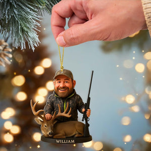 Personalized Photo Hunting Ornament, 2D Flat Hunting Ornament, Gift for Deer Hunter, Hunter Christmas Ornament, Custom Hunter Gift For Dad/ Grandpa