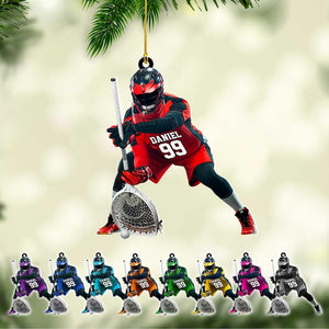 Personalized Lacrosse Goalie Acrylic Ornament, 2D Flat Ornament, Not 3D, Custom Name & Number Sports Christmas Tree Decoration