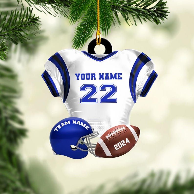 Personalized Football Jersey Acrylic Ornament Custom Name & Number Sports Christmas Tree Decoration