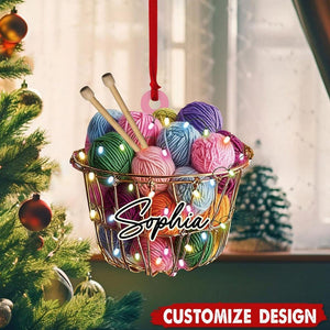Personalized Knitting Christmas Ornament, Christmas Gift For Knitter, Custom Knitting Yarns Ornament, Knitting Lover Xmas Tree Decoration