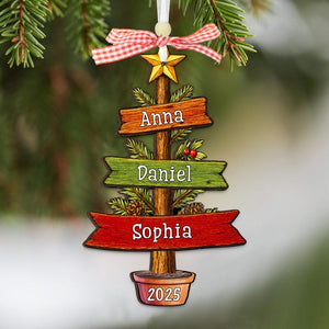 Family Christmas Ornament 2025 Personalized, Christmas Tree Family Name, Grandkids Names Keepsake, Custom Family Ornament, Xmas Family Gift