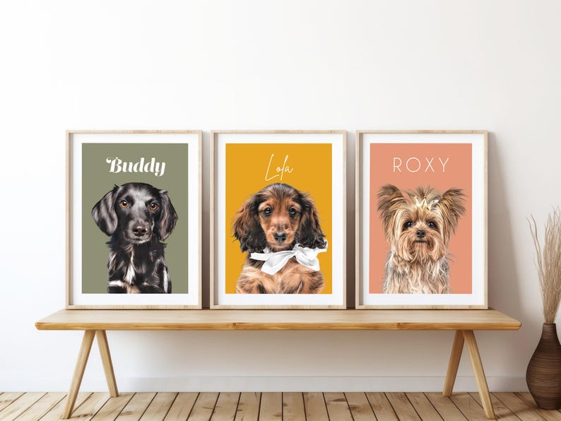 Custom Pet Portraits Using Pet Photo Personalized Digital Dog Portraits Cat Portraits Custom Dog Portraits Custom Pet Art Pet Drawing Poster