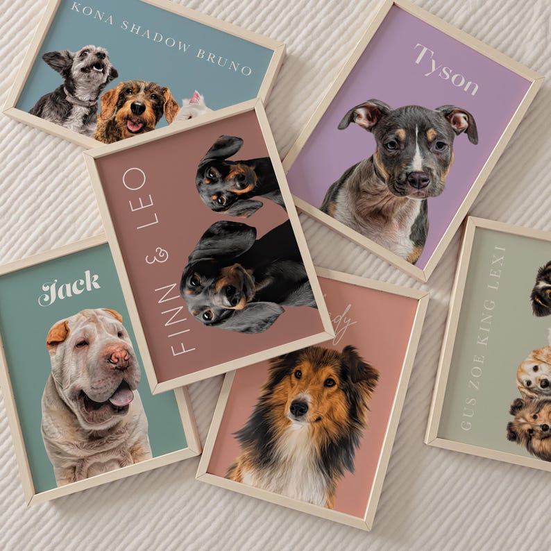 Custom Pet Portraits Using Pet Photo Personalized Digital Dog Portraits Cat Portraits Custom Dog Portraits Custom Pet Art Pet Drawing Poster