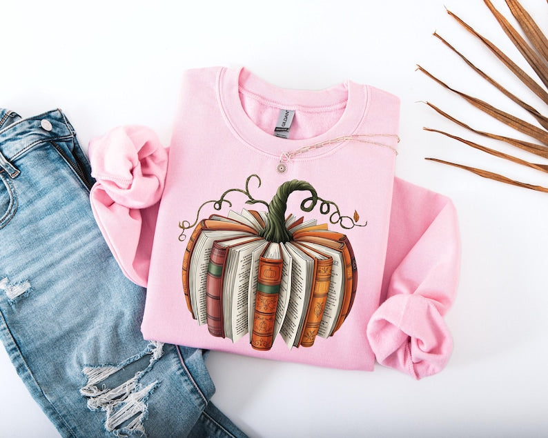 Fall Book Pumpkin Halloween Shirt, Halloween Book Lover Shirt, Fall Bookish Shirt, Pumpkin Book Shirt, Pumpkin Sweater, Fall Shirt, spooky t