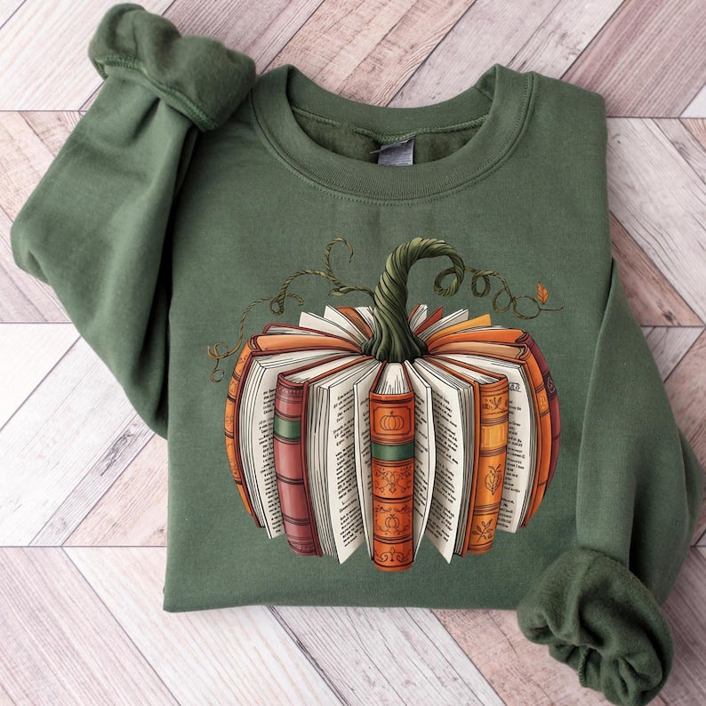 Fall Book Pumpkin Halloween Shirt, Halloween Book Lover Shirt, Fall Bookish Shirt, Pumpkin Book Shirt, Pumpkin Sweater, Fall Shirt, spooky t