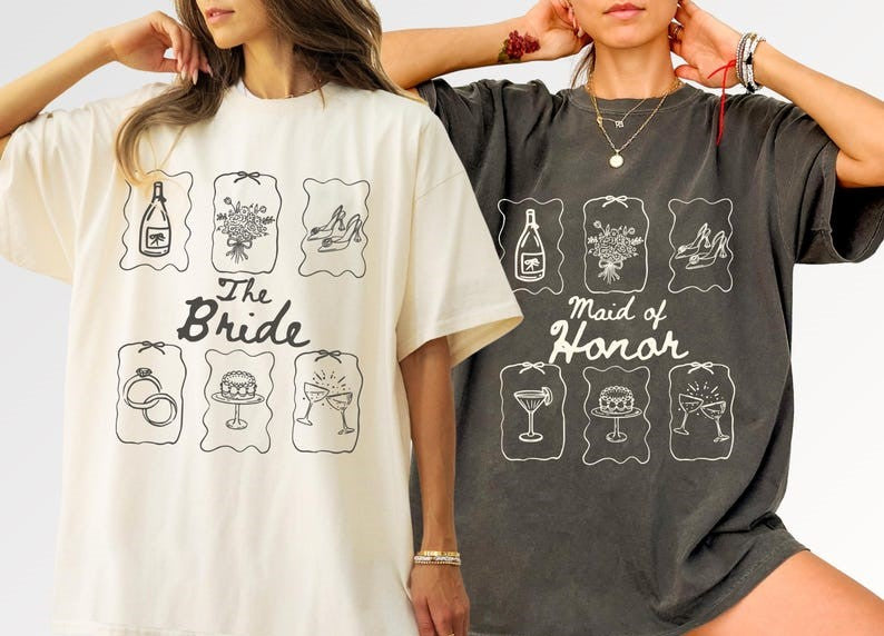 Custom Bridal Party Shirts, Personalized Bridesmaid Tees, Maid of Honor, Getting Ready Outfit, Bridesmaid Proposal Gift, Bachelorette Party