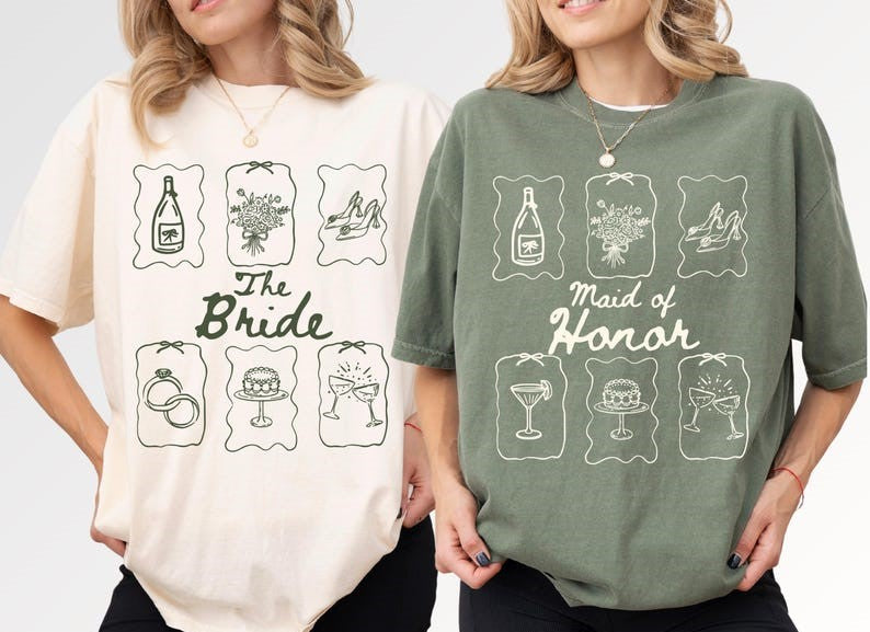 Custom Bridal Party Shirts, Personalized Bridesmaid Tees, Maid of Honor, Getting Ready Outfit, Bridesmaid Proposal Gift, Bachelorette Party