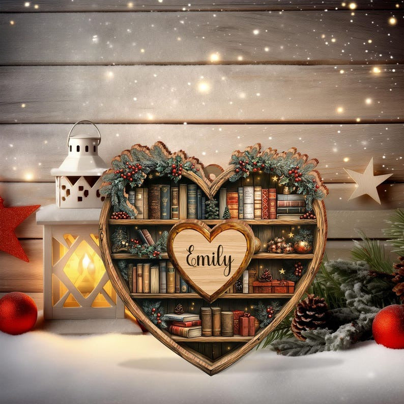 Personalized Christmas Book Wooden Ornament, Custom Bookish Ornament, Bookworm Gifts, Book Club Gift, Librarian Gifts, Book Reader Gifts